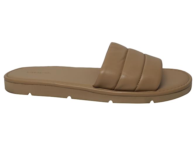 Vince Olina Gesteppte Slide-Sandalen aus beigem Leder  ref.497303