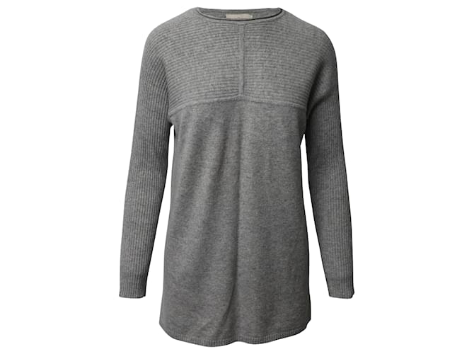 Tory Burch Oversized Crewneck Sweater in Grey Cashmere Wool  ref.497319