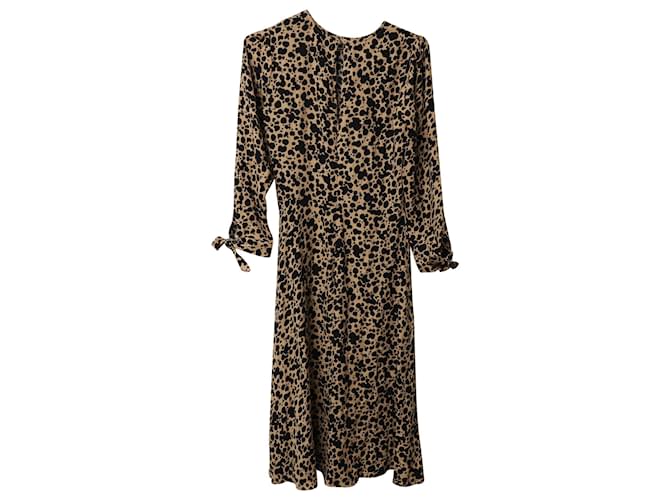 Reformation Kleid mit Port-Punktdruck aus brauner Viskose Zellulosefaser  ref.497401