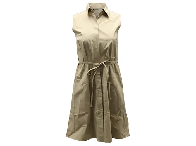 Theory Belted Shirt Dress in Beige Cotton  ref.497412