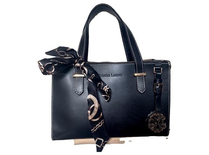 Christian Lacroix Handtasche aus schwarzem Leder