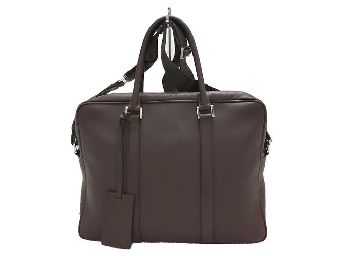 PRADA Briefcase / leather / BRW / plain