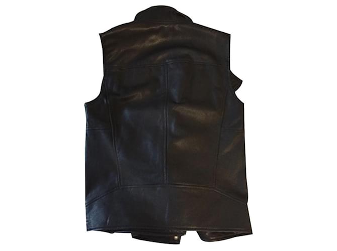 Helmut Lang Helmult Lang sleveless leather jacket Black  ref.498416