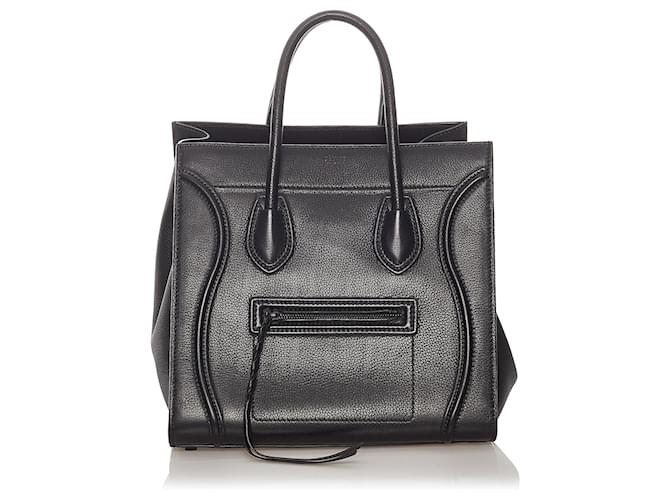 Céline Celine Black Phantom Luggage Leather Tote Bag Pony