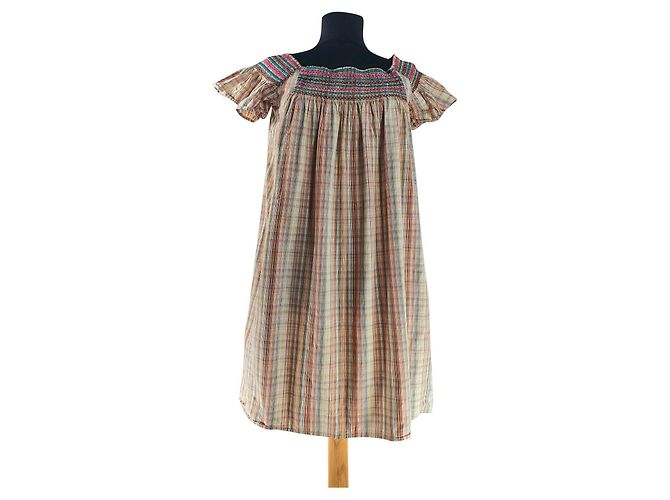 Antik Batik Kleid aus Baumwolle mehrfarbig Mehrfarben
