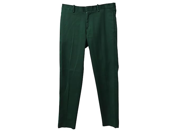 Acne Studios Cone Tapered Twill Trousers in Green Cotton