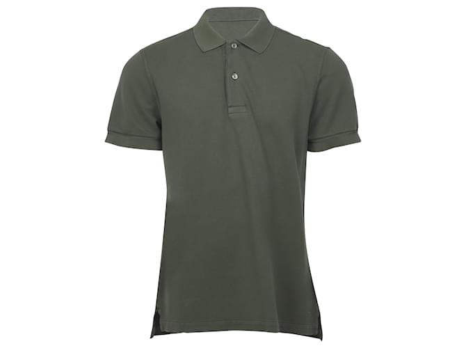 Tom Ford Pique Polo Shirt in Green Cotton  ref.498823