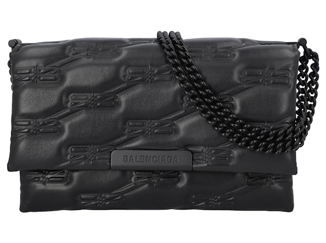 Black BB-monogram leather pouch, Balenciaga