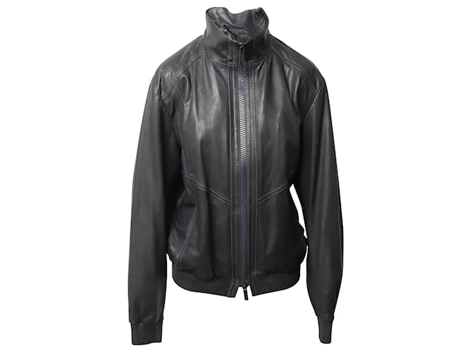 Armani Collezioni Leather Blouson Jacket in Black Lambskin Leather  ref.499008