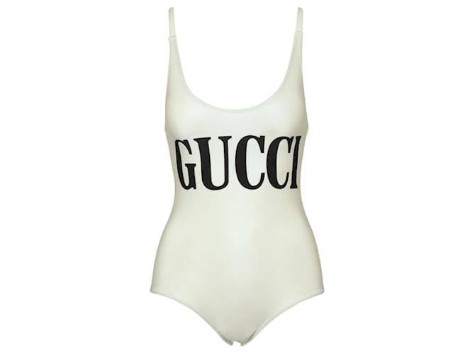 Gucci Logo Print Swimsuit White  ref.499012