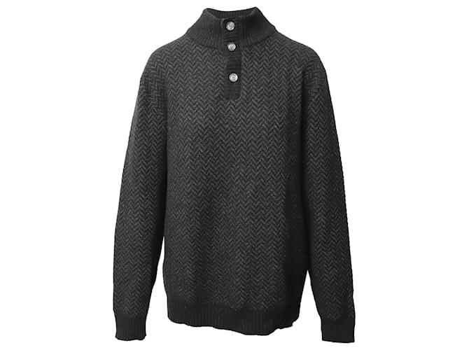Ermenegildo Zegna Buttoned Turtleneck Sweater in Grey Wool   ref.499050