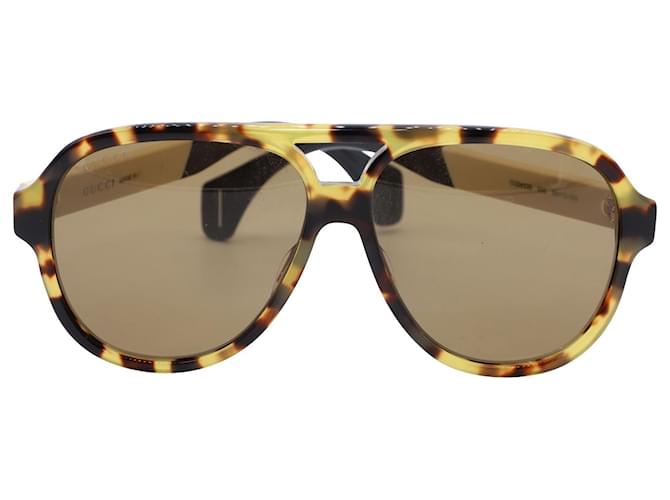 Gucci Havana Aviator GG0463S 005 Sonnenbrille aus Acetat mit Animal-Print Synthetisch Triacetat  ref.499052