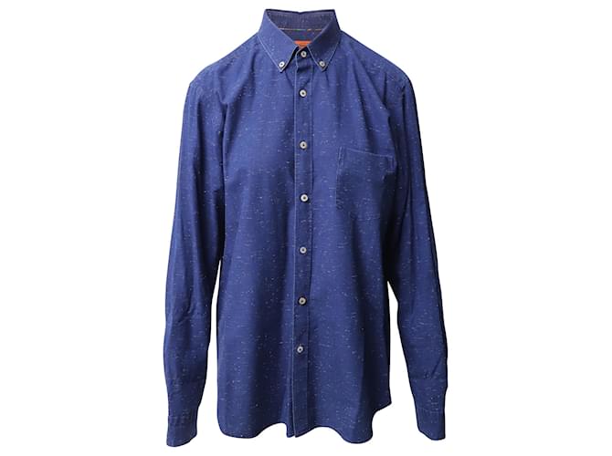 Missoni Gesprenkeltes Button-Down-Hemd aus blauer Baumwolle  ref.499055