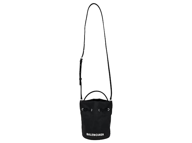 Balenciaga Wheel Drawstring Bucket Bag Extra Small Black