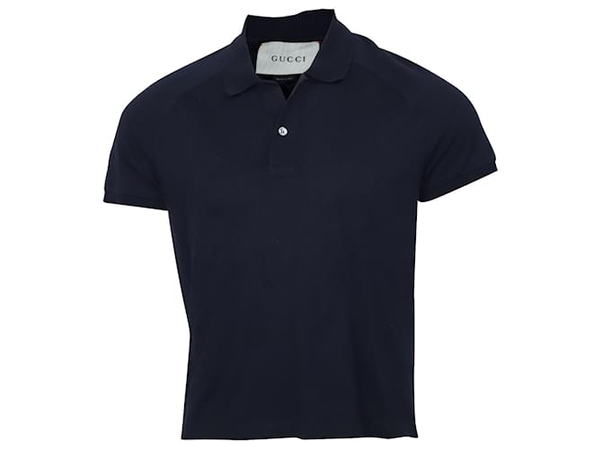 Gucci Snack Back Poloshirt aus marineblauer Baumwolle  ref.499116