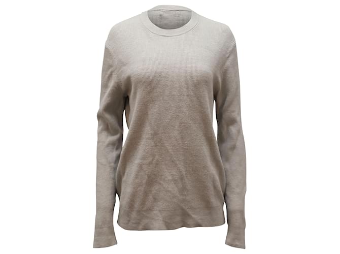 Theory Ribbed Crewneck Sweater in Grey Polyester  ref.499117