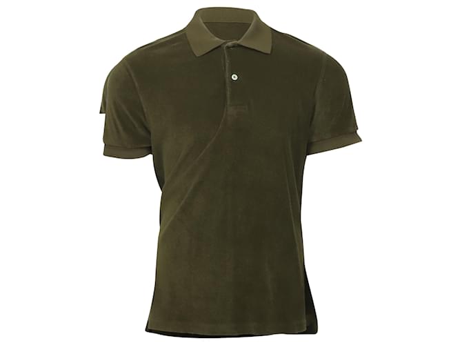 Tom Ford Towelling Polo Shirt in Green Cotton  ref.499128