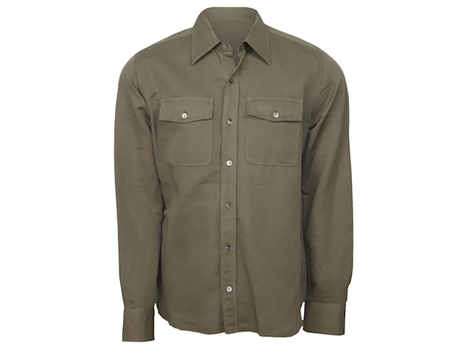 Tom Ford Button Down Shirt in Green Linen  ref.499178