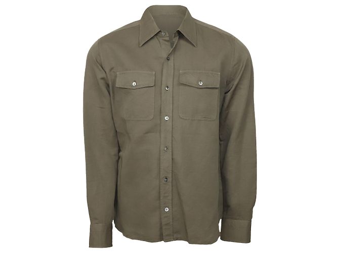 Tom Ford Button-Down-Hemd aus grünem Leinen