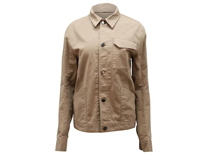 Giacca camicia Helmut Lang in cotone marrone Beige  ref.499208