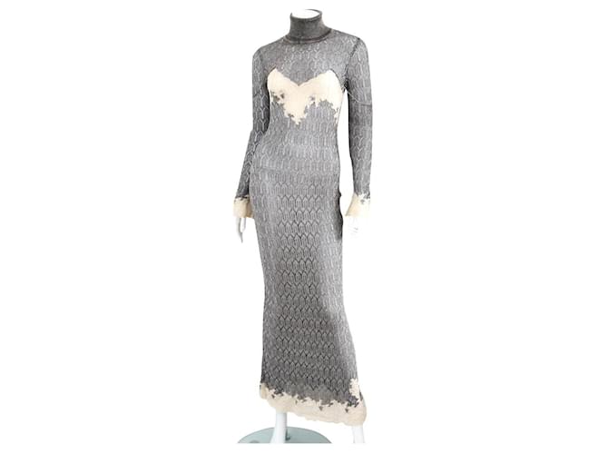 Christian Dior by John Galliano Documented Sheer Silver Gown Dress 1998 Silvery Viscose  ref.499332