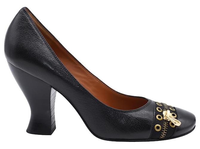 Marc By Marc Jacobs Pumps with Zipper Grommet Design in Black Leather  ref.499350