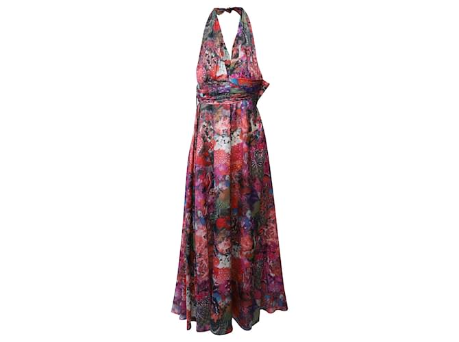 Robe Issa Halter à imprimé floral en soie multicolore  ref.499371