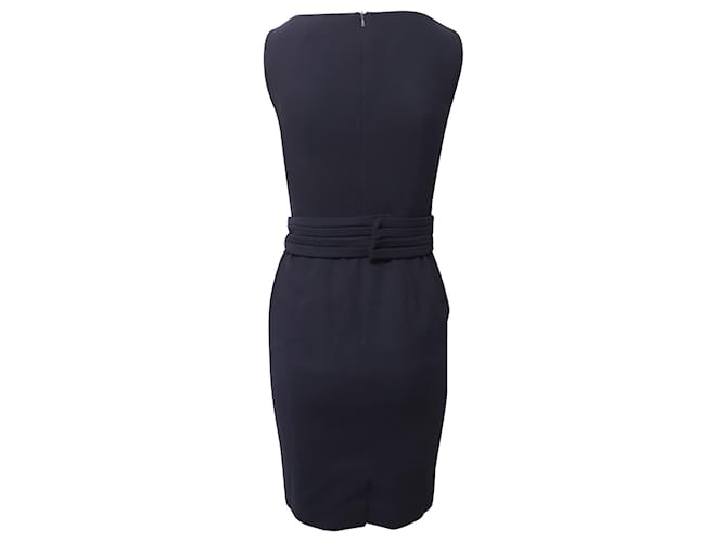Autre Marque Goat Elena Belted Sleeveless Sheath Dress in Blue Acetate Navy blue Cellulose fibre  ref.499381