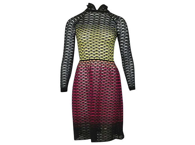 Missoni Perforated Knit Dress in Multicolor Polyester Python print