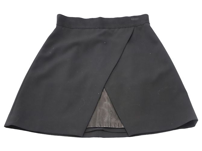 Alice + Olivia Ericka Überlappender Minirock aus schwarzem Polyester