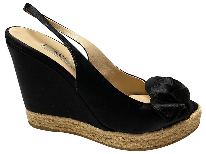 Prada Espadrille-Sandalen aus schwarzer Seide