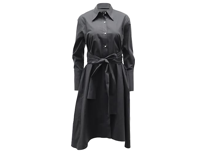 Proenza Schouler Hemdkleid mit Gürtel aus schwarzer Baumwolle  ref.499458