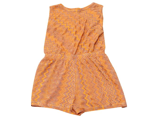 Missoni Mare Combishort Jacquard Zig Zag en Viscose Orange Rayon Fibre de cellulose  ref.499460