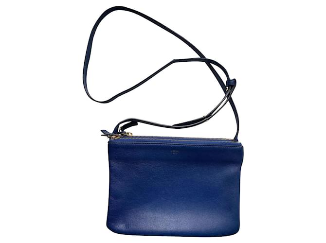 CELINE Trio Bag Large Shoulder bag Color Blue Leather Ladies branded