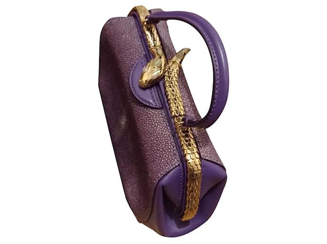 Bulgari bolso Serpenti hipnótico con asa en la parte superior Púrpura Cuero  ref.499553