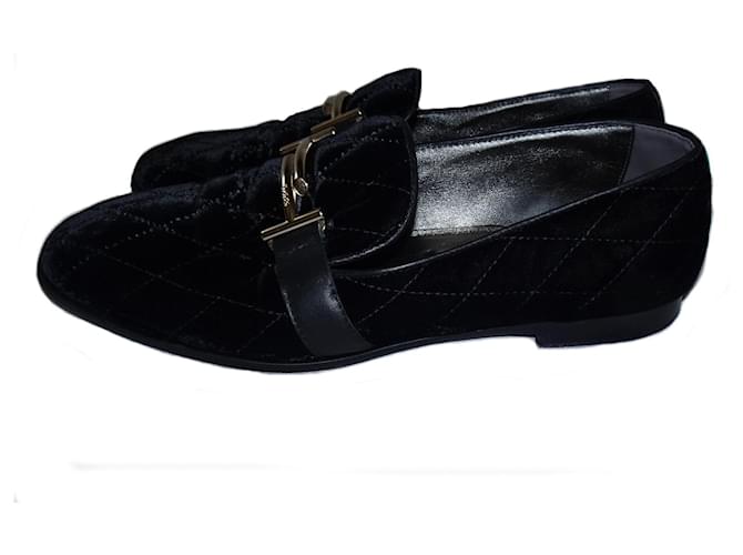 Tod's TOD´S lined T VELVET QUILTED LOAFERS Black  ref.499737