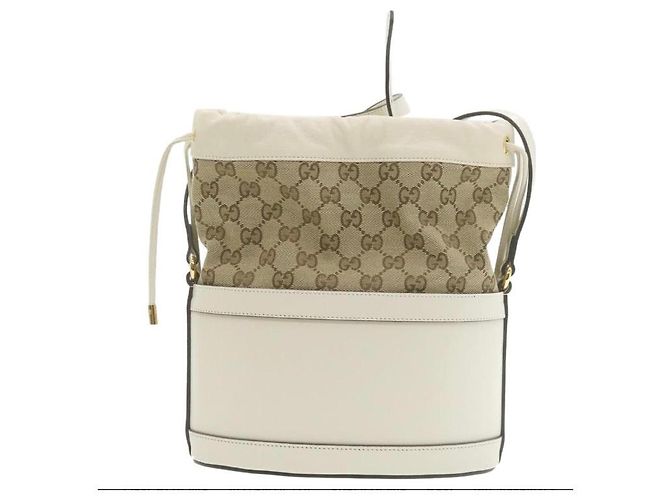 Marmont Bolsa de mão Gucci 1955 Horsebit Branco e Bege Couro