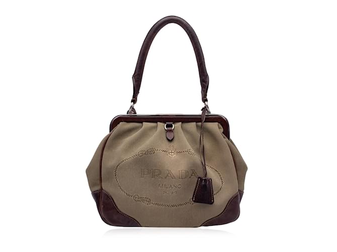 Logo - 2Way - ep_vintage luxury Store - Jacquard - Beige - 1BA172 – dct -  follow Diet Prada on Instagram - Bag - Hand - Bag - Leather - PRADA
