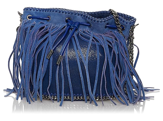 Faux Leather Fringe Bucket Crossbody Bag