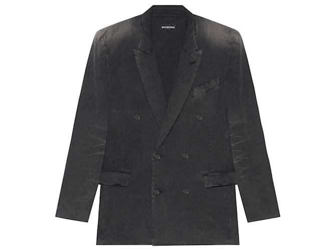 Balenciaga - Schmal geschnittene Worn-Out-Jacke aus schwarzem Vintage-Jersey Baumwolle  ref.499974