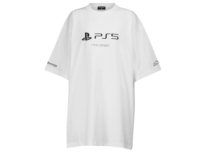 Balenciaga - Camiseta Vintage Jersey PlayStation ™ Boxy Blanco Algodón  ref.499982