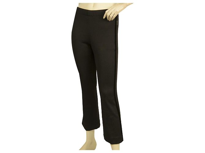 Moncler Black w. Velvet Side Stripe Cropped Flared trousers pants size 38
