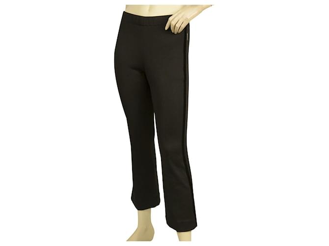 Moncler Black w. Velvet Side Stripe Cropped Flared trousers pants size 38 Polyester  ref.500046