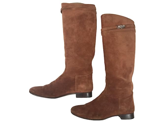 Hermès HERMES: Boots “Médor” T. 36 Orange Deerskin  ref.500111