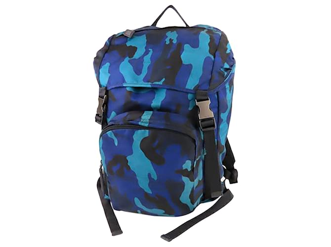 Prada Blue Tessuto Camouflage Backpack 