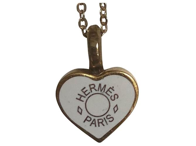 Hermès heart pendant White Metal  ref.500222