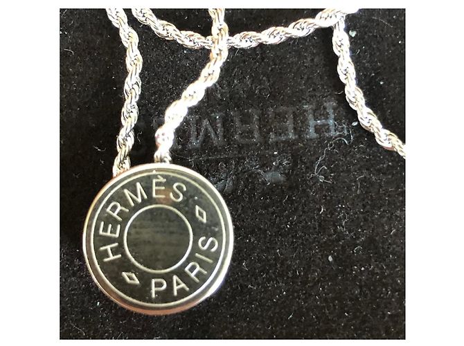 Hermès Saddle Nail Pendant Silver hardware