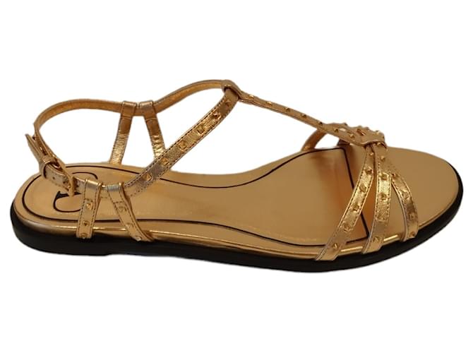Rockstud leather sandals Gold Valentino Golden  ref.500240