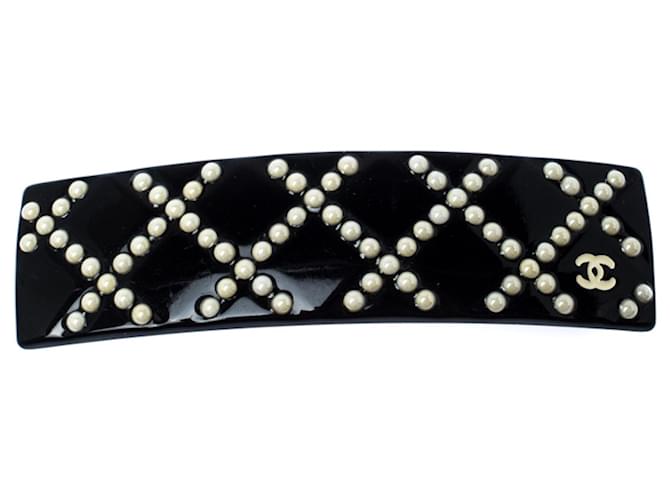 Chanel Faux Pearls Black Hair Clip Barrette