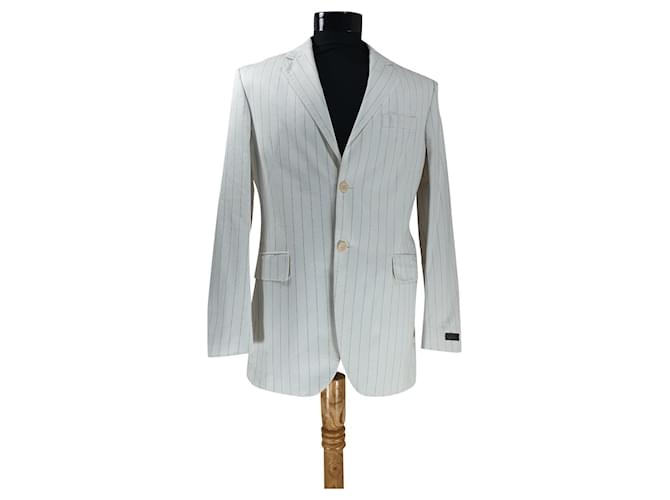 Givenchy Giacche blazer Bianco Blu Cotone  ref.500278